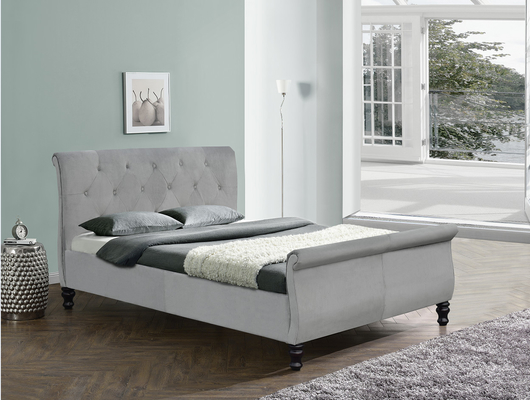 De beklede van het het bedkader van Chesterfield Ar van de de koningsgrootte met Knopen