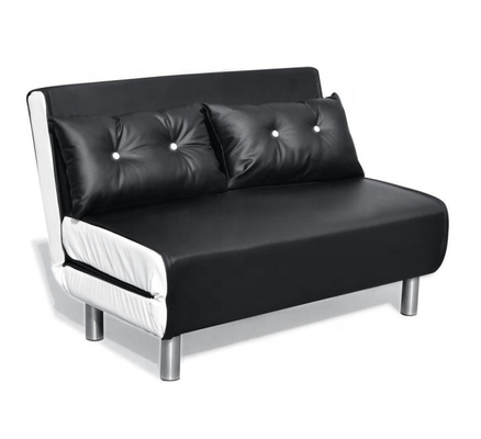 Pu Leer die het Metaalbenen vouwen van Stoelsofa bed black white with