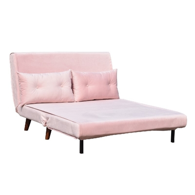 Roze Fluweel Twee het Schuimtriplex van Seat Sofa Bed Folding Chair Fabric