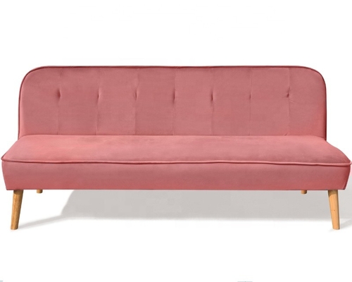 De verpletterde Dekking van Fluweel Vouwbare Sofa Bed Dusty Rose Fabric met Houten Been