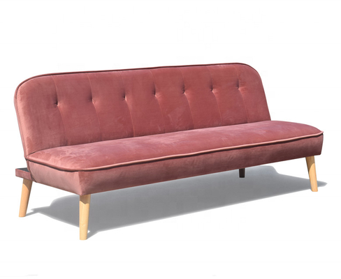 De verpletterde Dekking van Fluweel Vouwbare Sofa Bed Dusty Rose Fabric met Houten Been