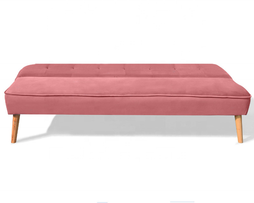 De verpletterde Dekking van Fluweel Vouwbare Sofa Bed Dusty Rose Fabric met Houten Been