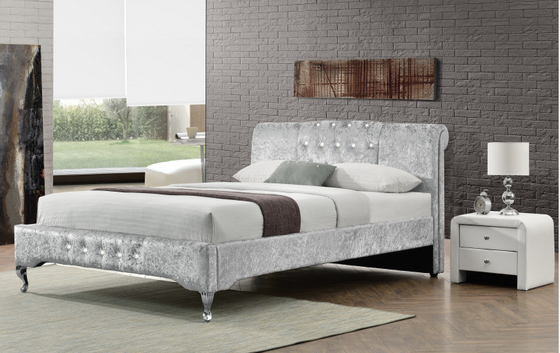 Van het de Opslagbed van luxeduble Grootte Doorgenaaide het Plukselstrook Crystal Button European Style