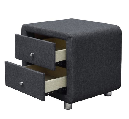De moderne Beklede Tafellinnen Grey Velvet Nightstand van het Stoffenbed 2 Laden